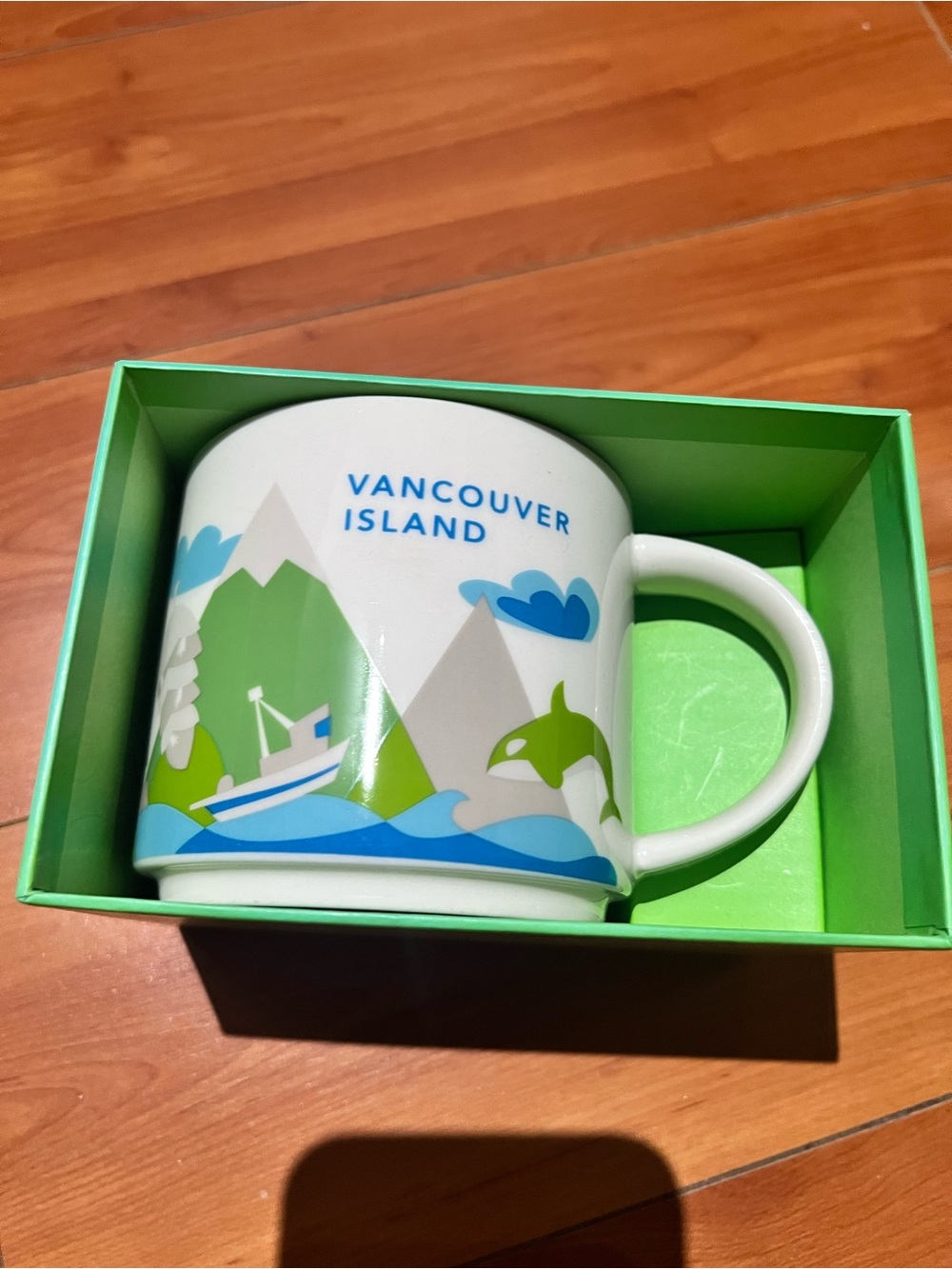 Starbucks Vancouver Island Scenic Ceramic Mug - Green, Blue, White